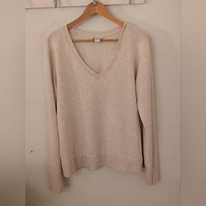 Athleta Cream V-Neck Lightweight Women's Sweater